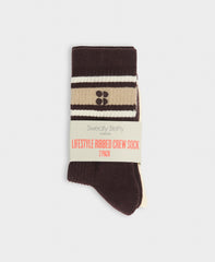 Lifestyle Ribbed Crew Socks 2 Pack - Sable Brown Creme Beige