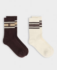 Lifestyle Ribbed Crew Socks 2 Pack - Sable Brown Creme Beige