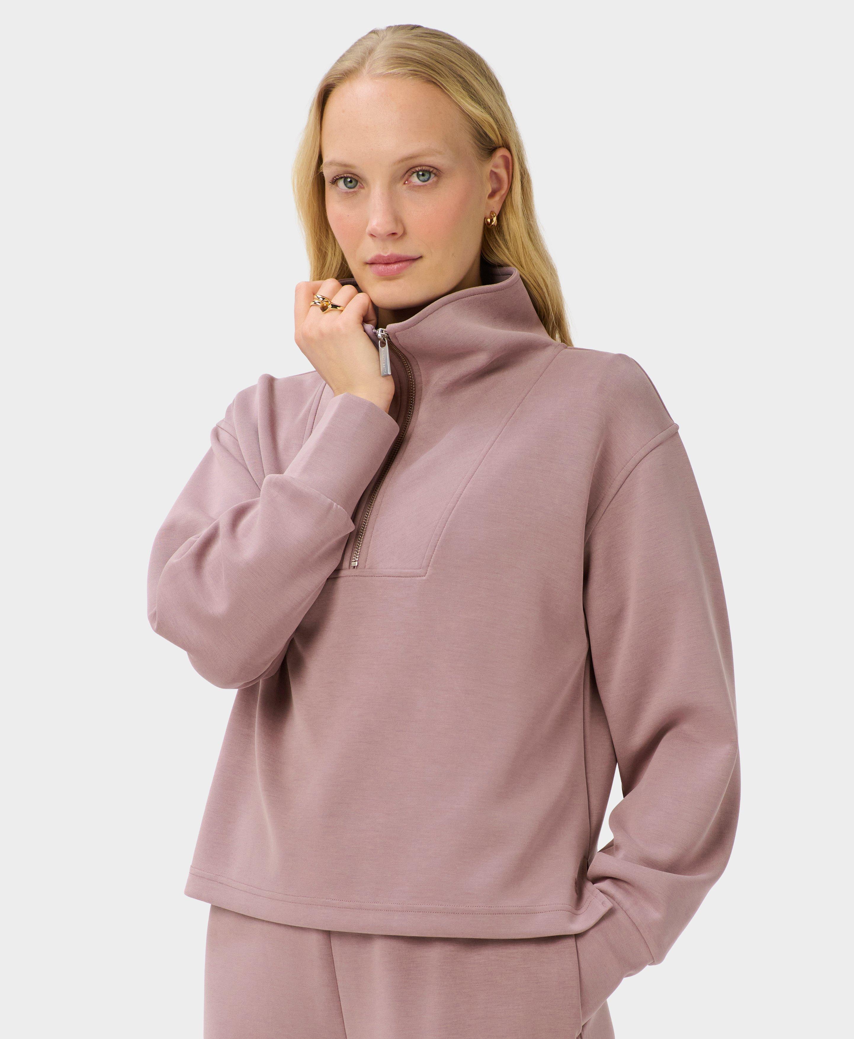 Sand Wash Half Zip Crop Sweatshirt - Duskberry Purple