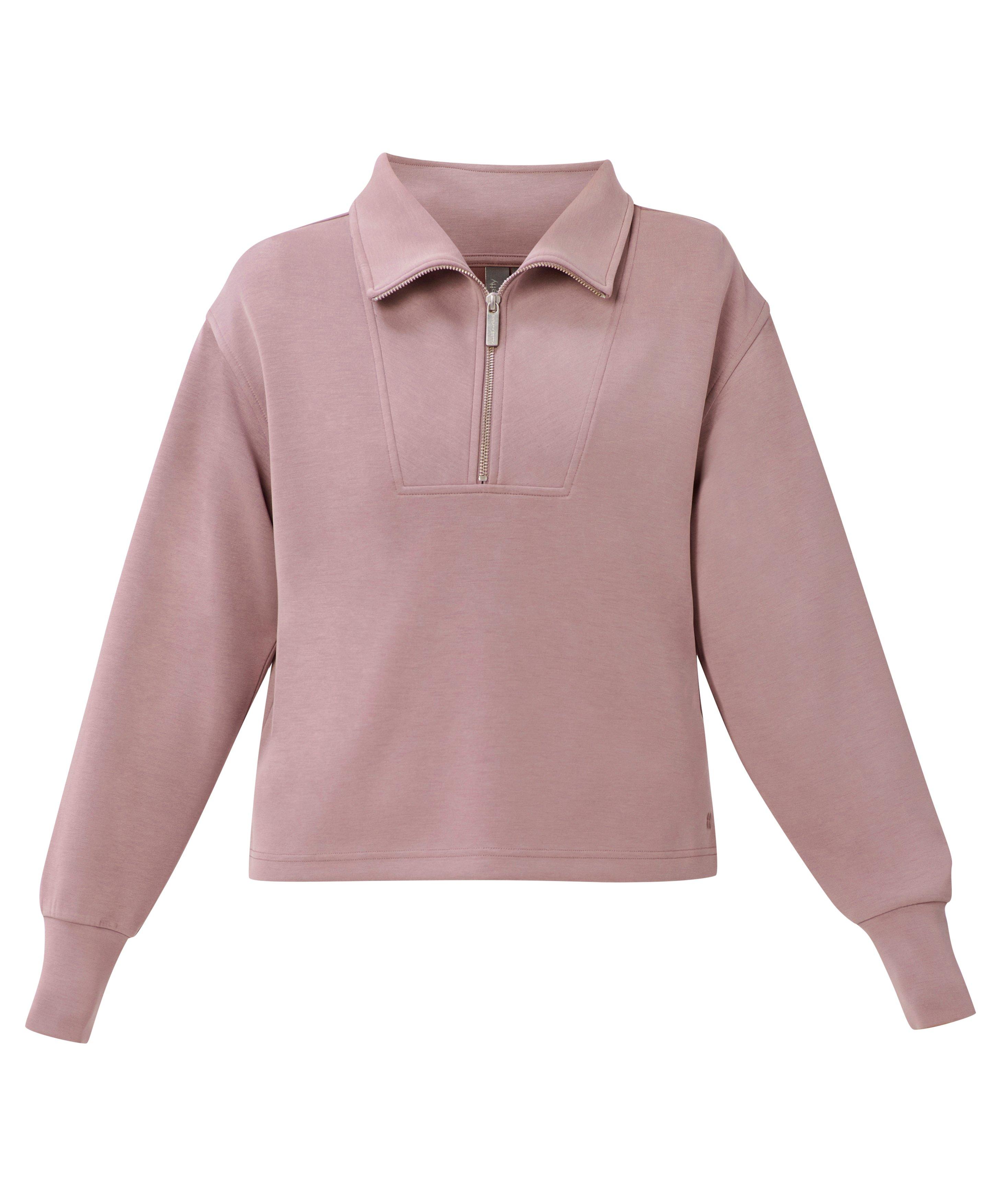 Sand Wash Half Zip Crop Sweatshirt - Duskberry Purple