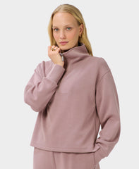 Sand Wash Half Zip Crop Sweatshirt - Duskberry Purple