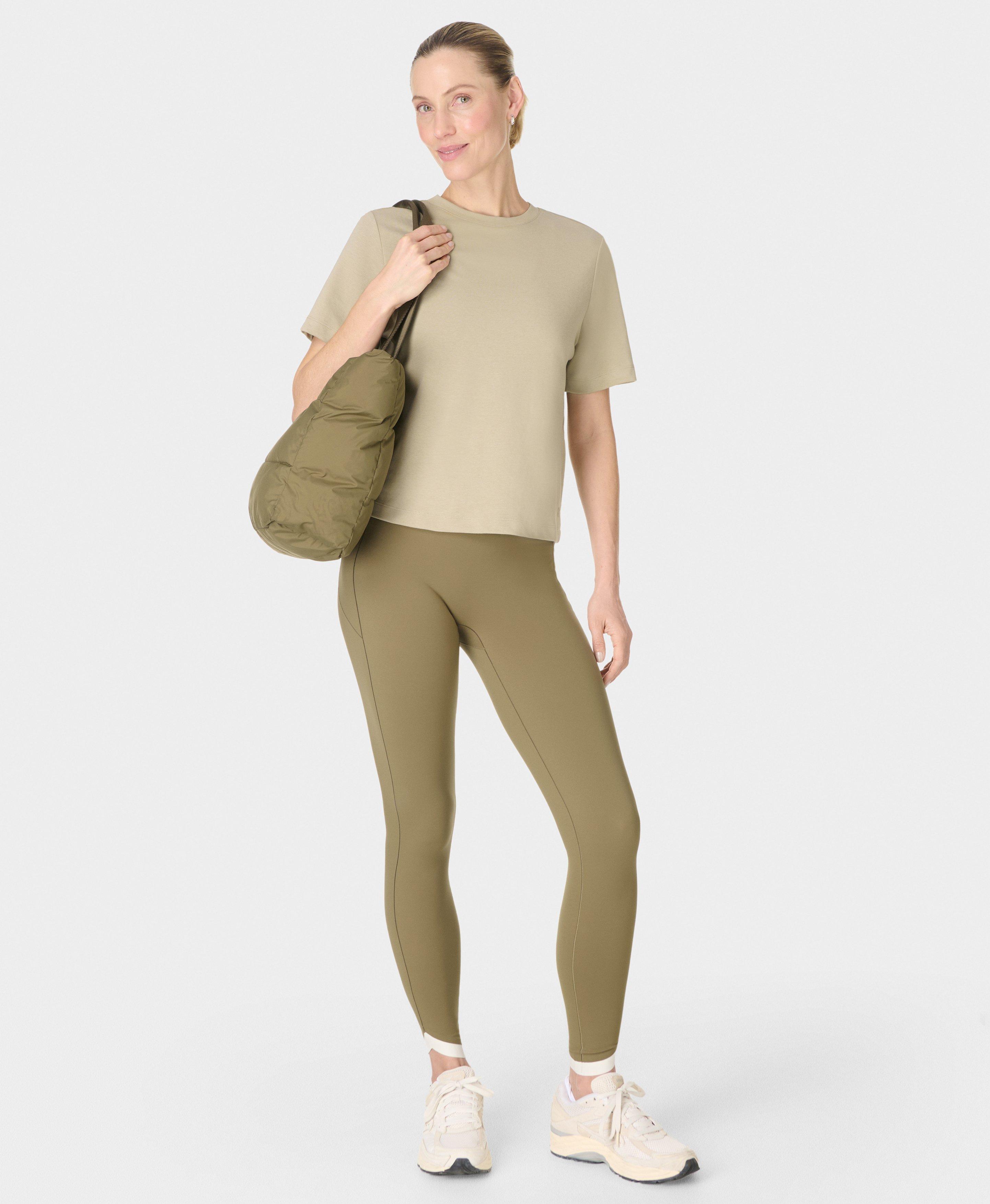 Power Tulip Hem UltraSculpt Leggings - Agave Green Lily White - Full Length