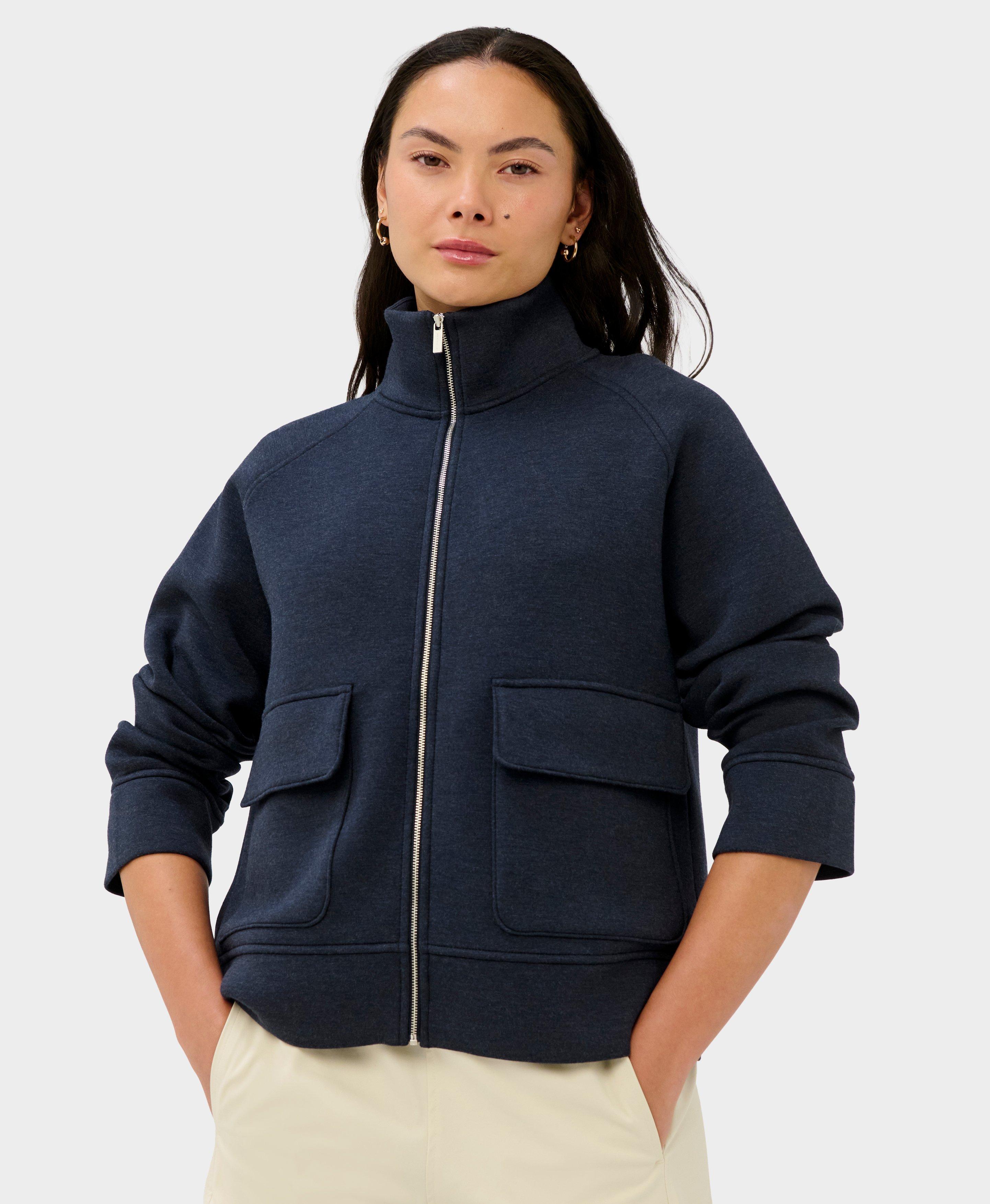 Wind Down Patch Pocket Zip-Up - Navy Blue Marl