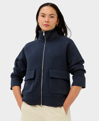 Wind Down Patch Pocket Zip-Up - Navy Blue Marl