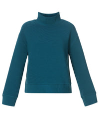 Peaceful Ribbed Funnel Neck Sweatshirt - Deep Green
