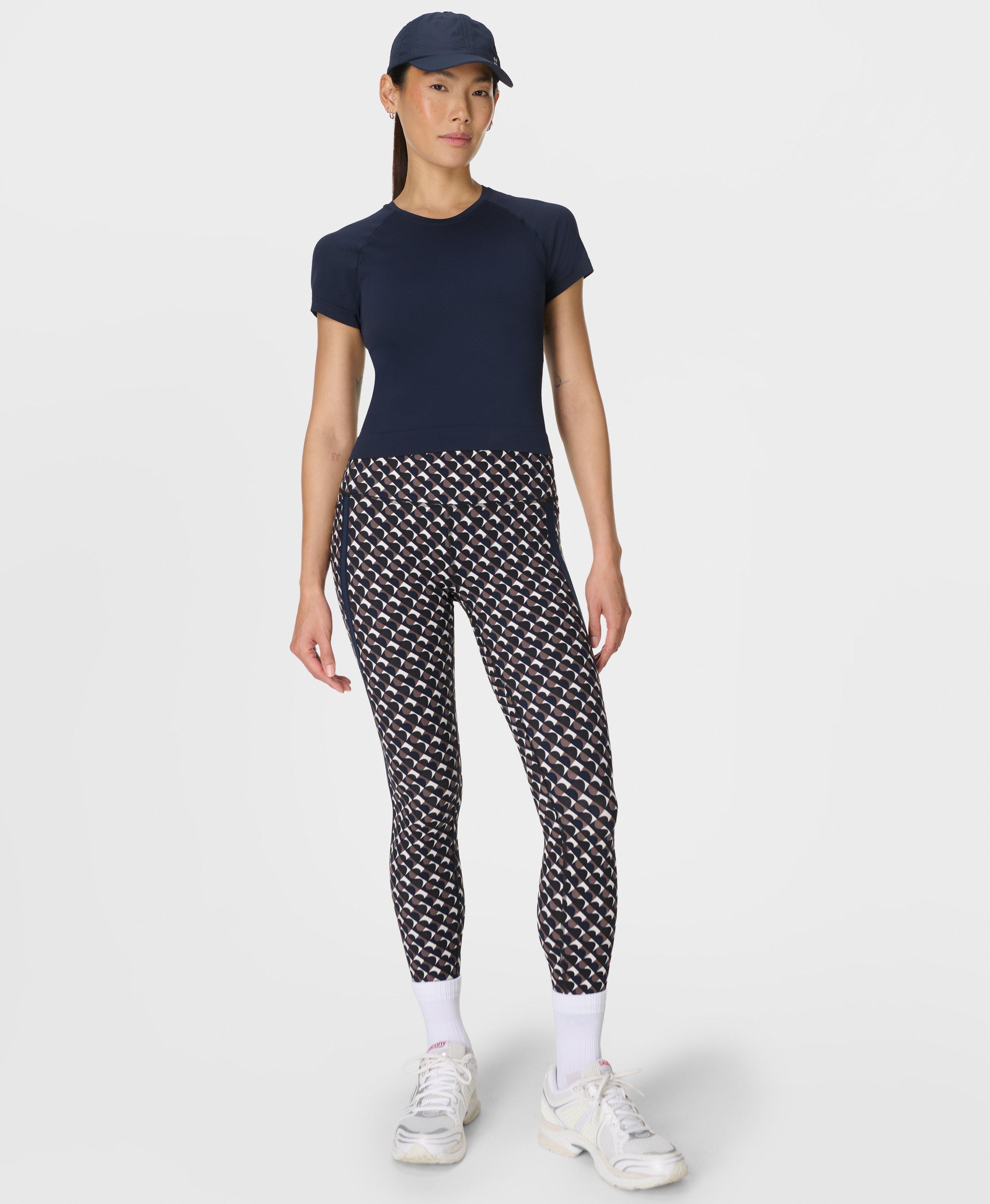 Power Side Stripe Workout Leggings - Brown Arch Geo Print - Full Length