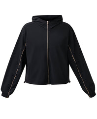 Explorer Cropped Zip-Up - Black Brown Ink Leopard Print