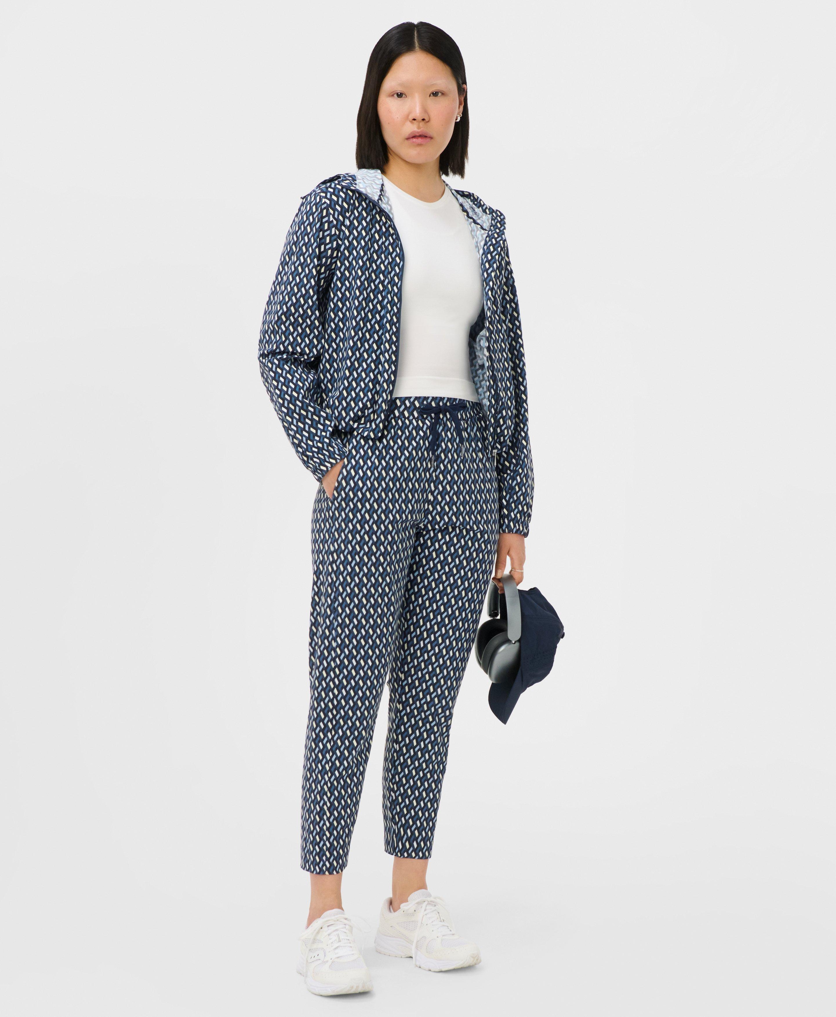 Explorer Cropped Zip-Up - Blue Linked Geo Print