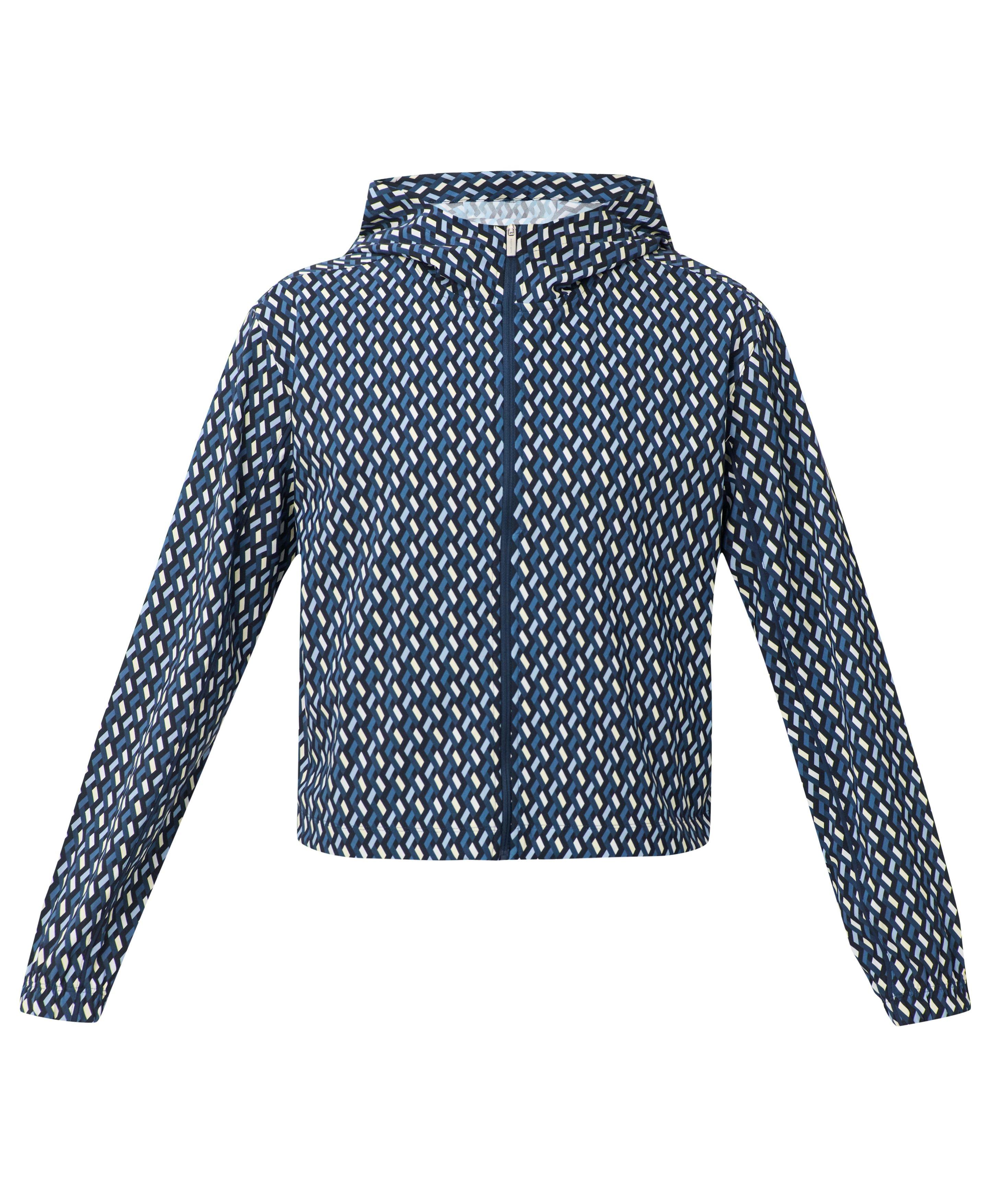 Explorer Cropped Zip-Up - Blue Linked Geo Print