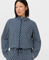 Explorer Cropped Zip-Up - Blue Linked Geo Print