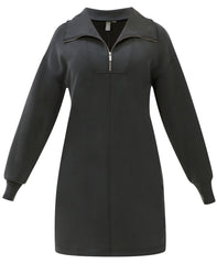 Sand Wash Half Zip Dress - Charcoal