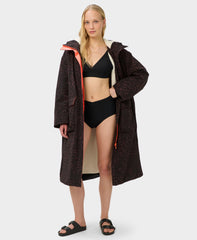 Borg Lined Bathrobe - Brown Leopard Skin Print