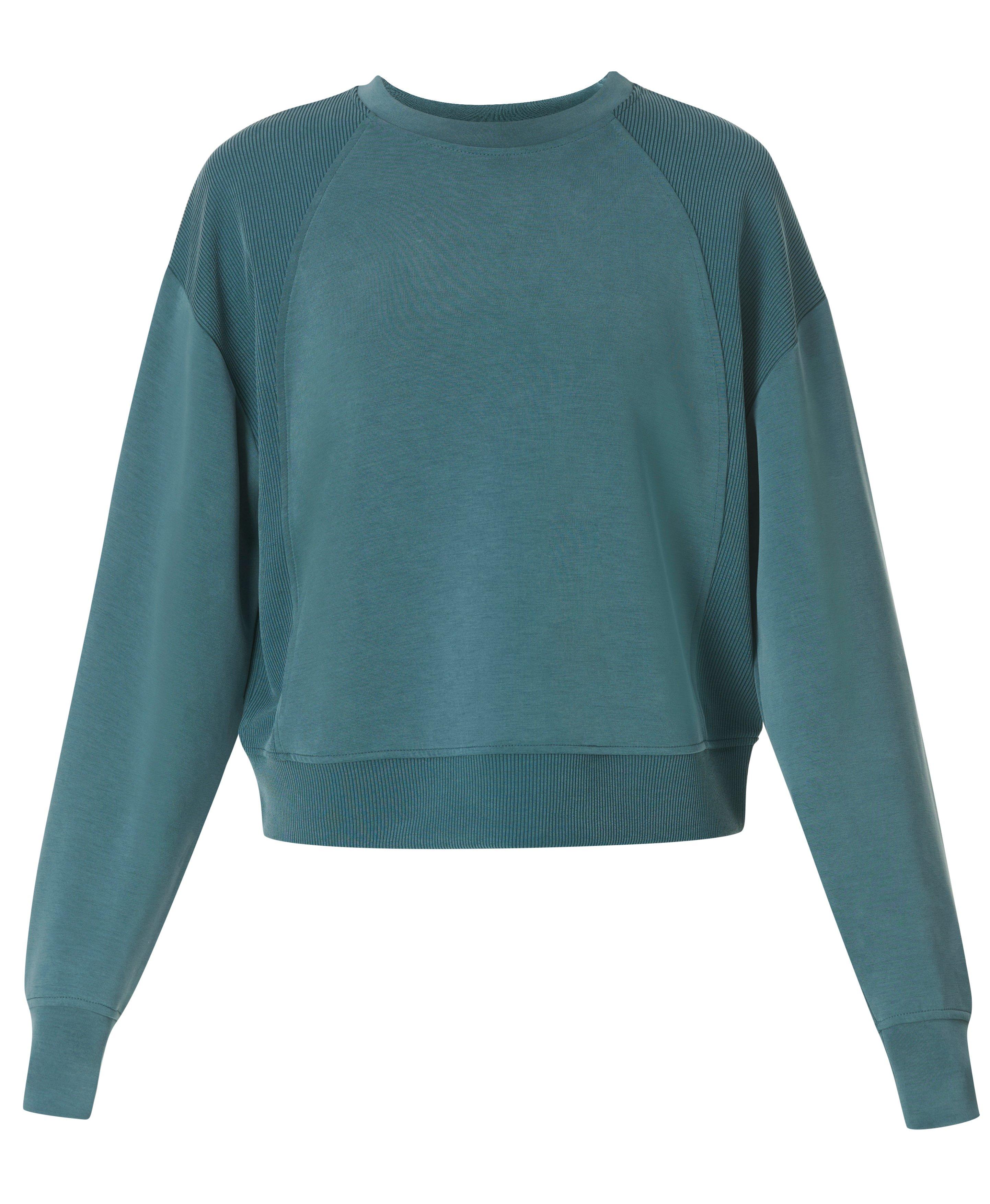 Sand Wash Rib Mix Sweatshirt - Deep Green