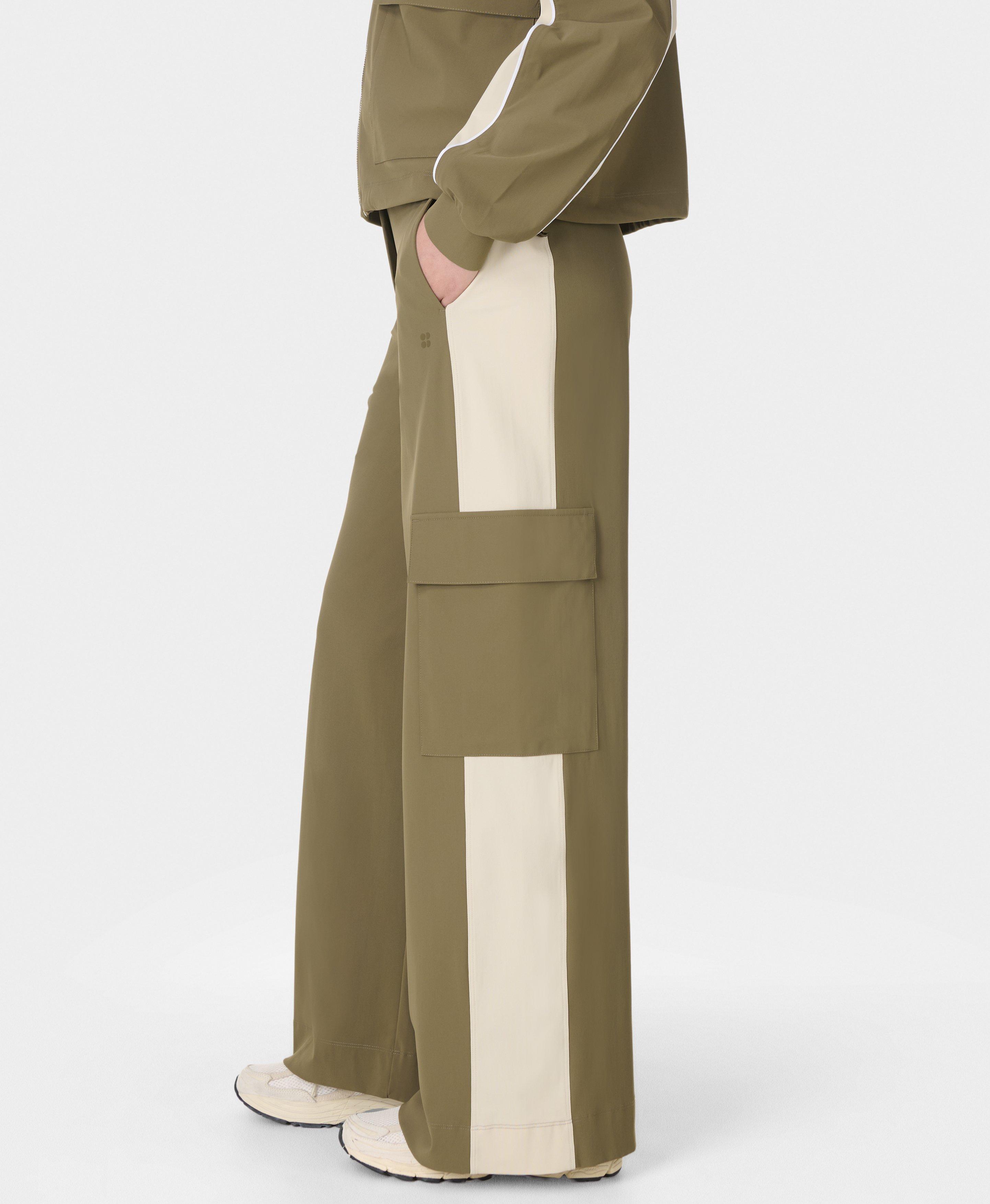 Explorer Wide Leg Cargo Pants - Khaki Brown Pebble Beige