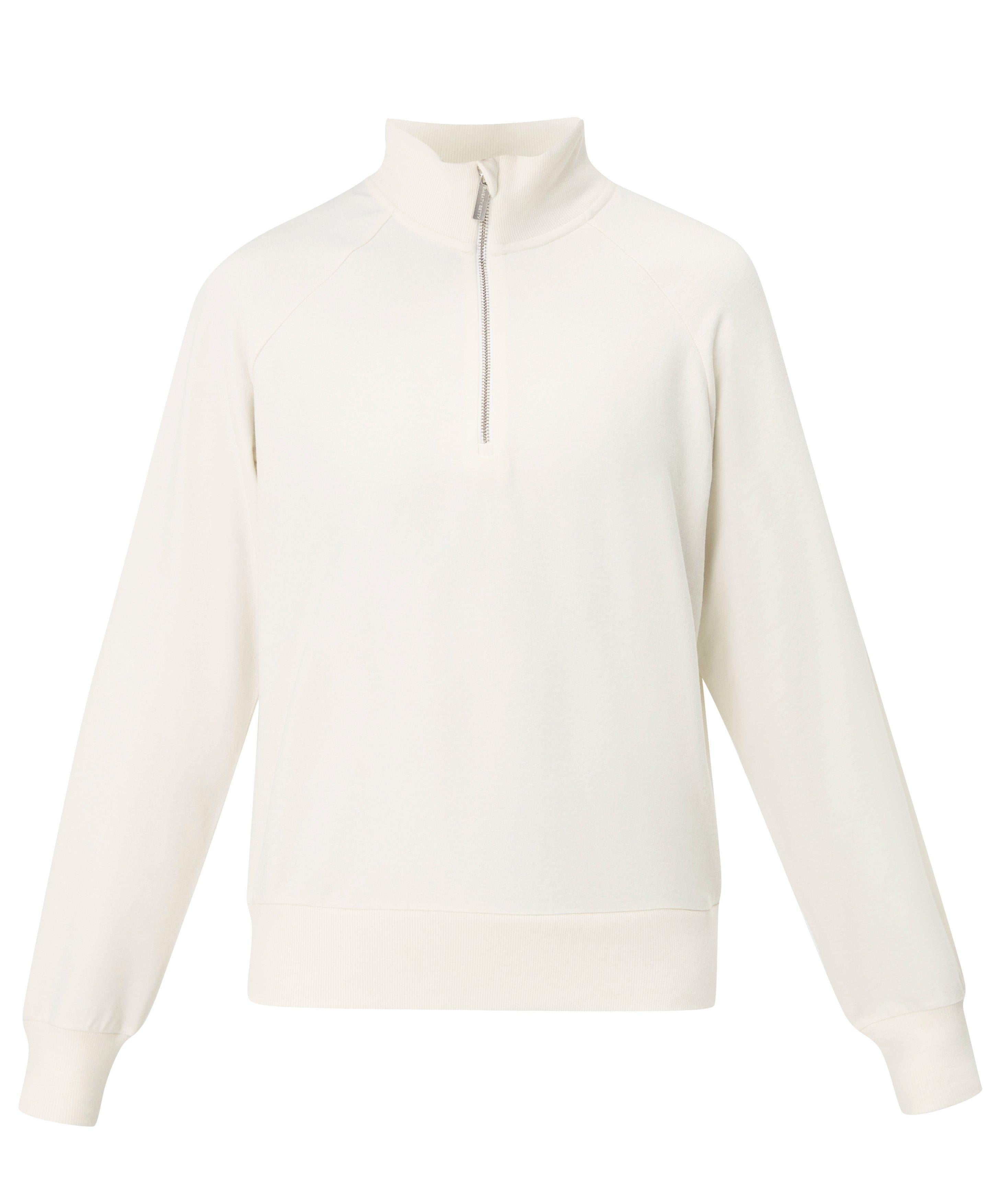 Escape Luxe Fleece Half Zip Crop Sweatshirt - Lily White
