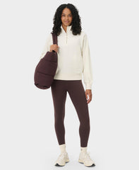 Escape Luxe Fleece Half Zip Crop Sweatshirt - Lily White