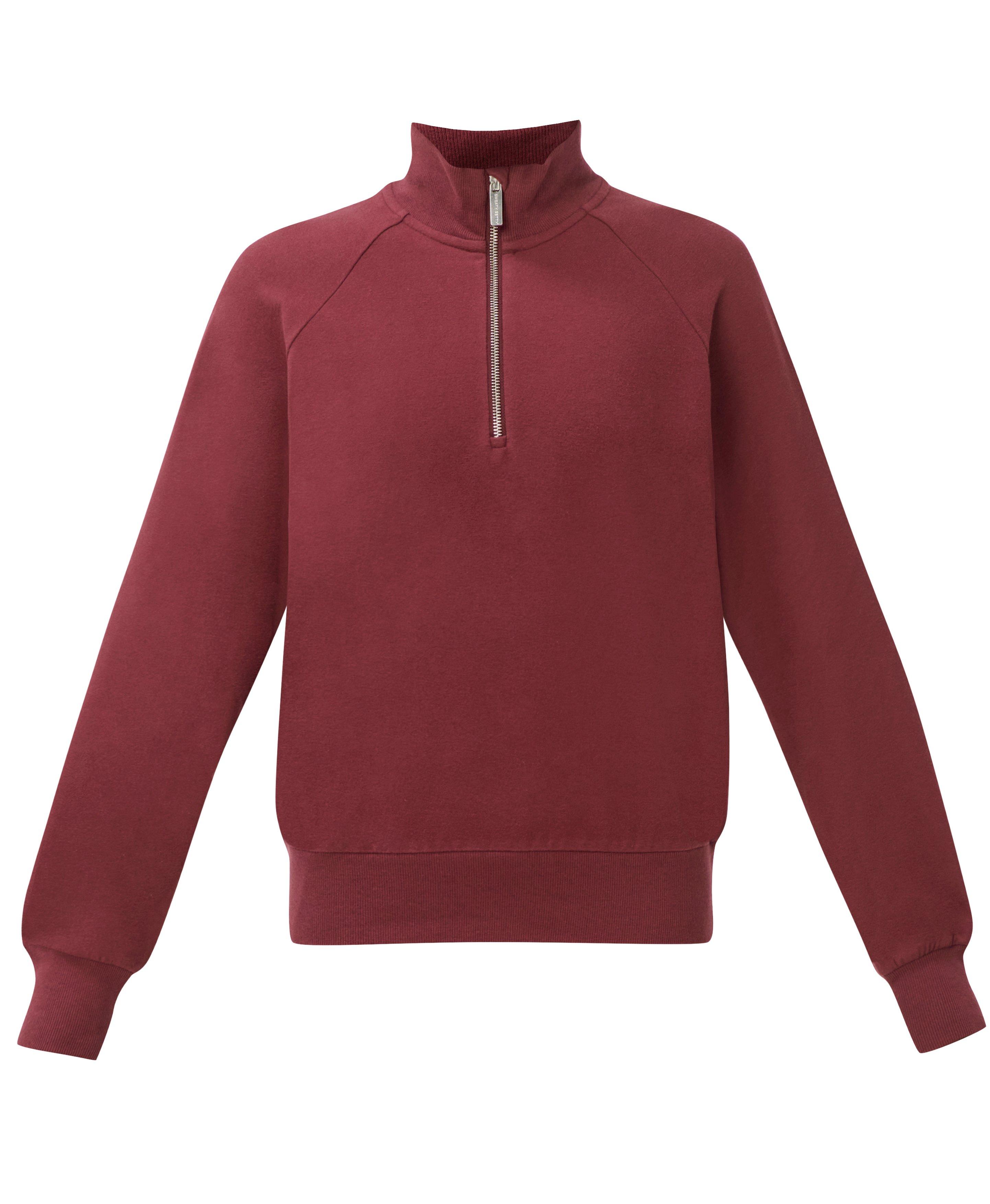 Escape Luxe Fleece Half Zip Crop Sweatshirt - Merlot Red