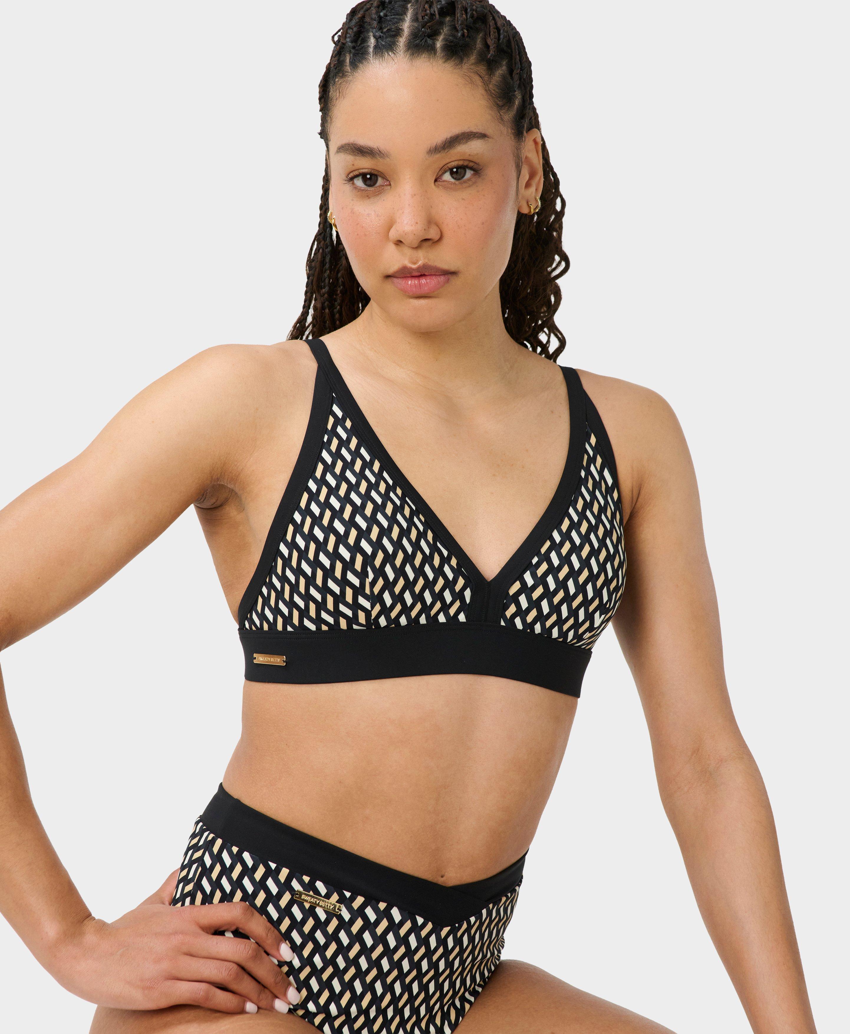 Core Bikini Top - Beige Linked Geo Print