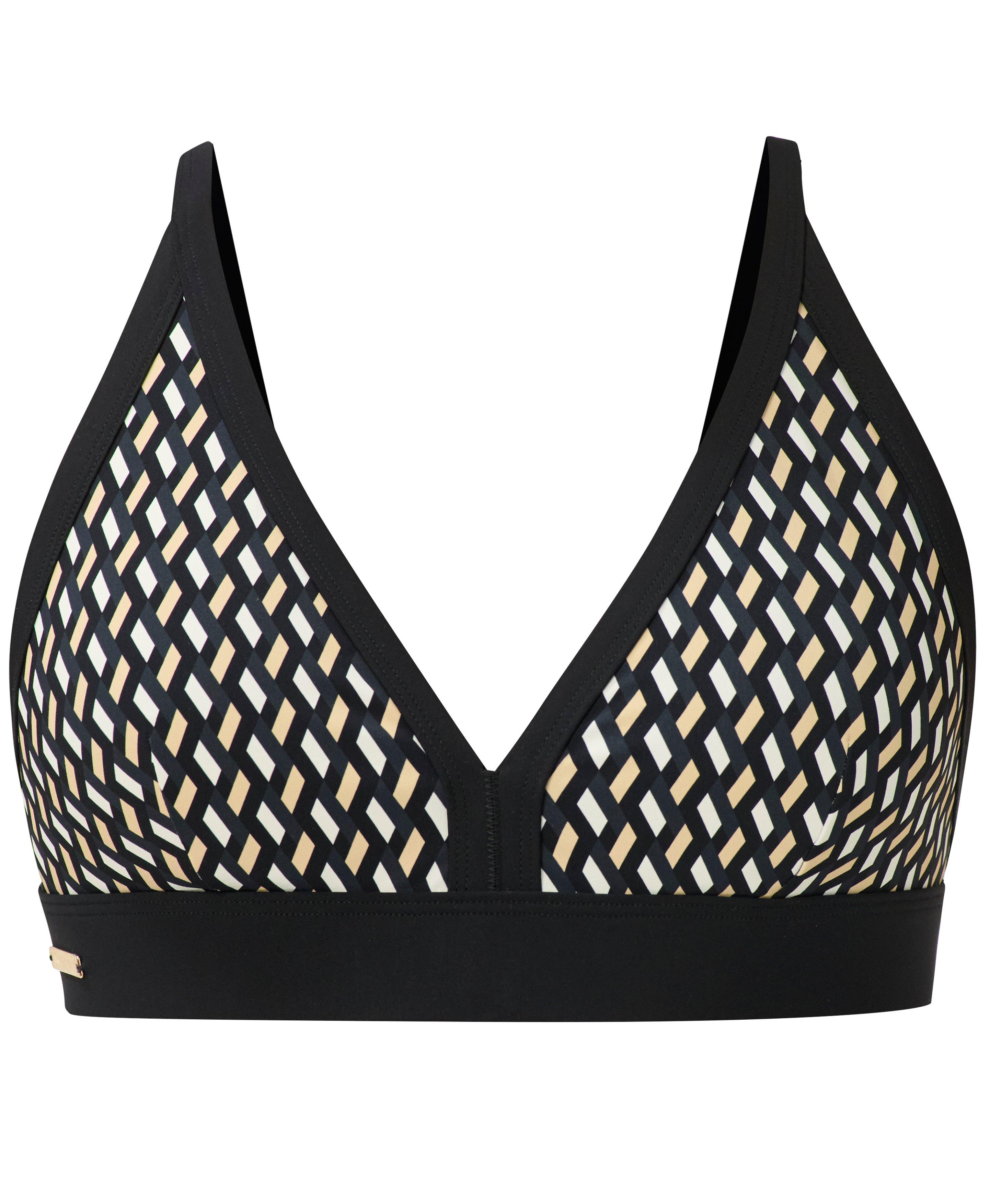 Core Bikini Top - Beige Linked Geo Print