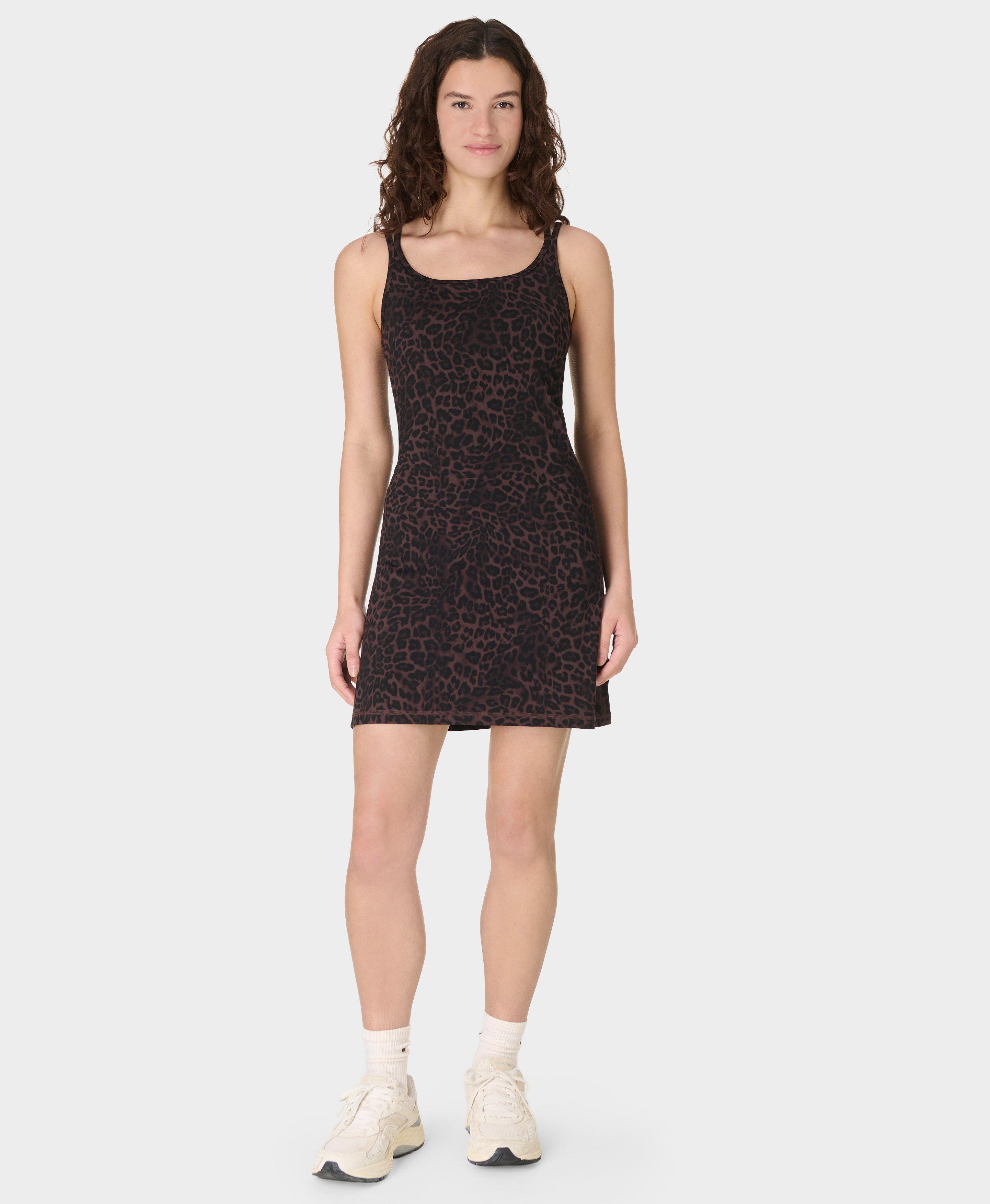 Ultimate Studio Yoga Double Strap Dress - Brown Leopard Skin Print