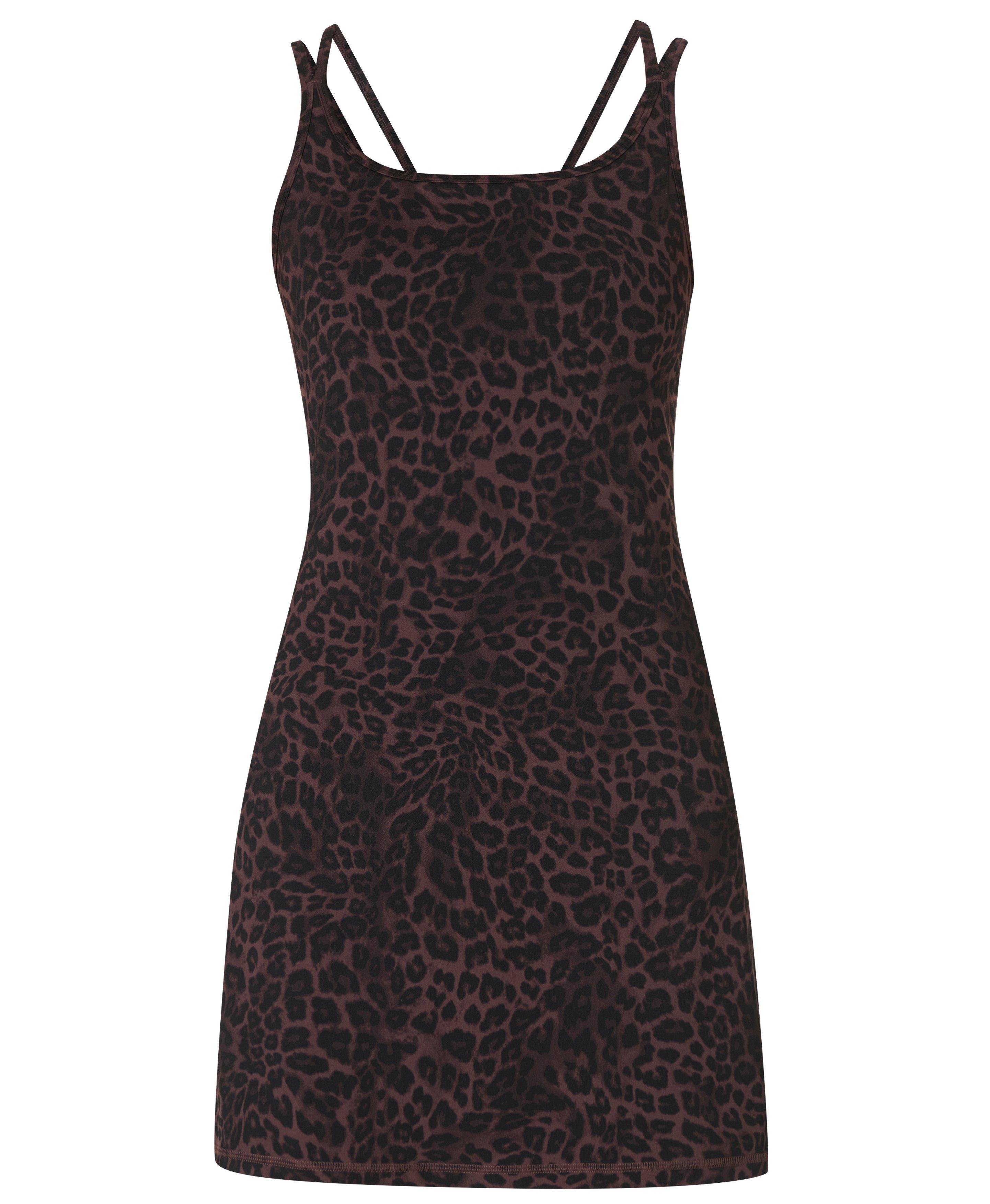 Ultimate Studio Yoga Double Strap Dress - Brown Leopard Skin Print