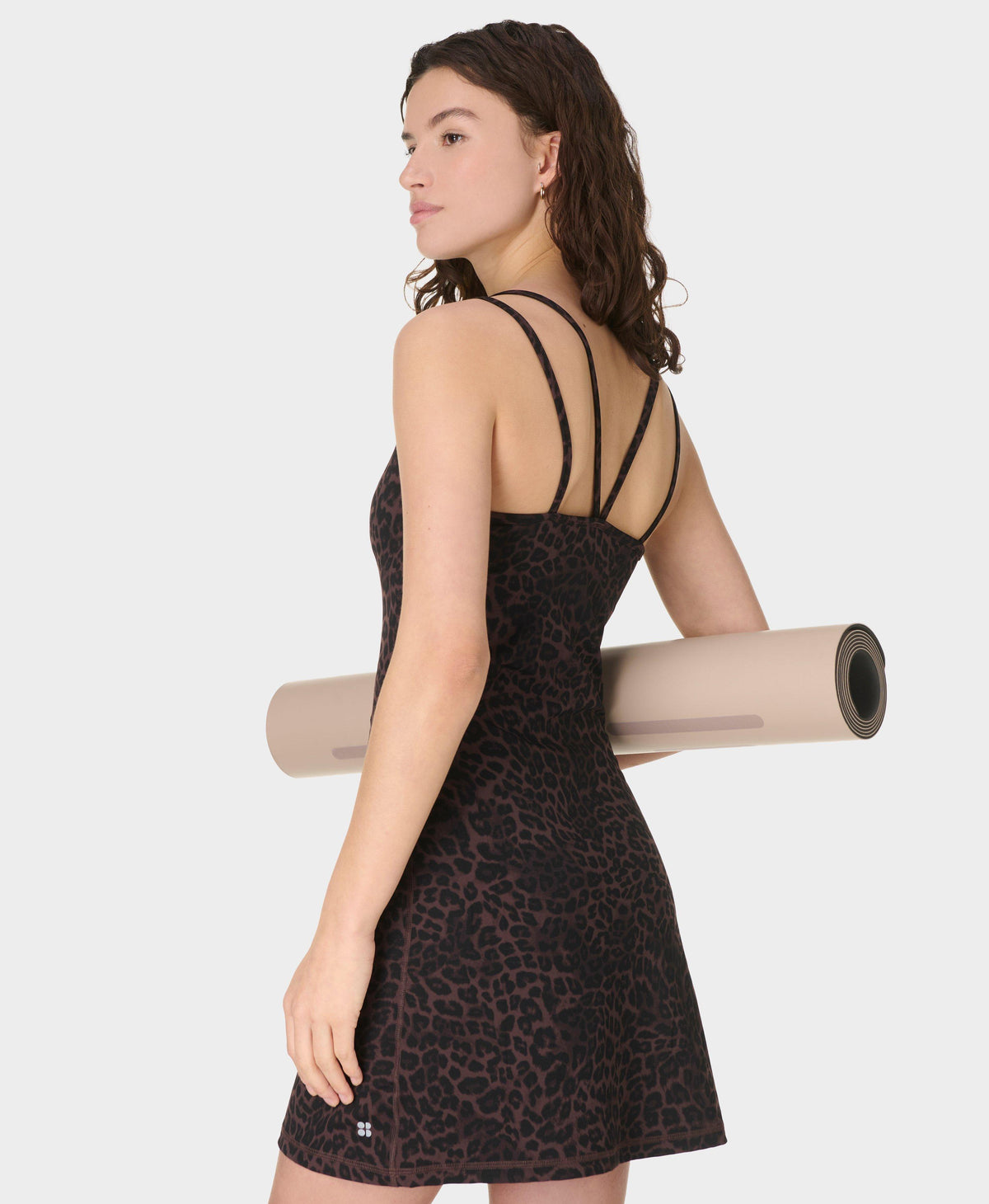 Ultimate Studio Yoga Double Strap Dress - Brown Leopard Skin Print