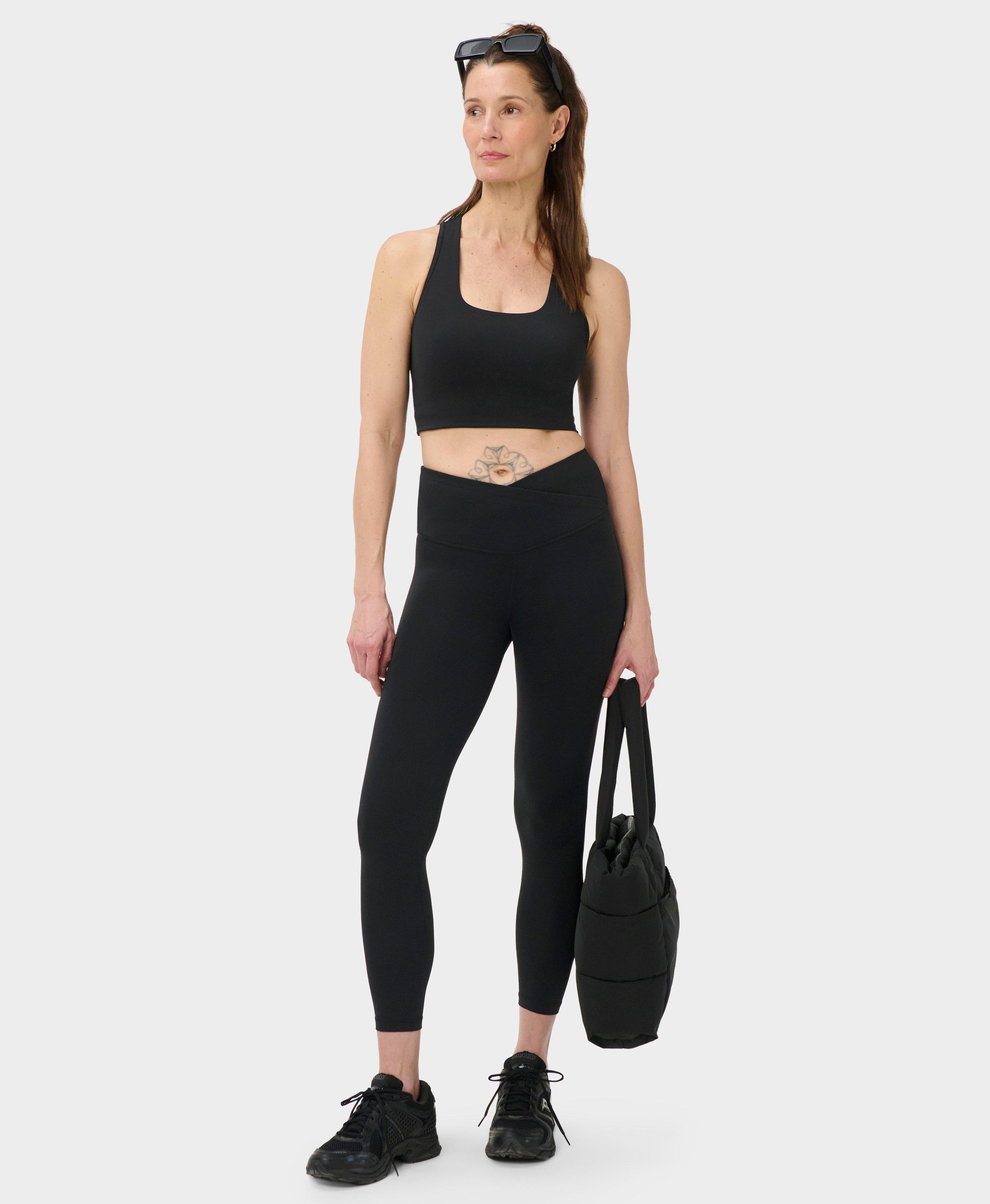 All Day 7/8 Wrap Waist Leggings - Black - 7/8 Length