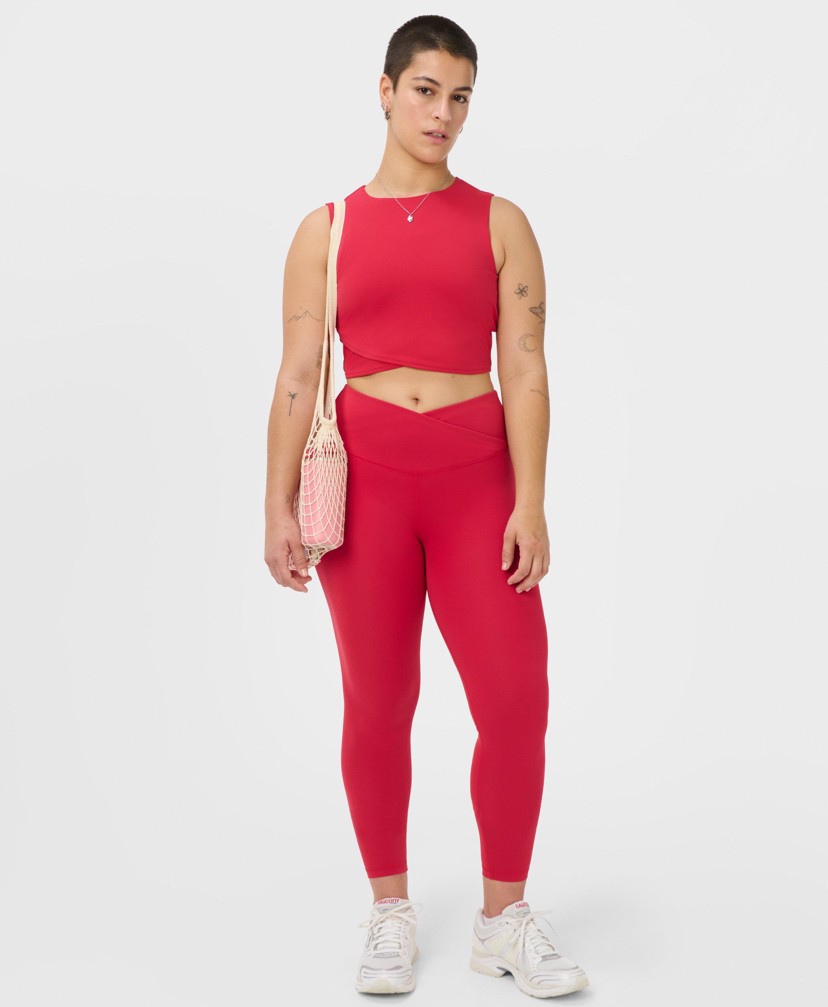 All Day 7/8 Wrap Waist Leggings - Crimson Red - 7/8 Length
