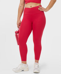 All Day 7/8 Wrap Waist Leggings - Crimson Red - 7/8 Length