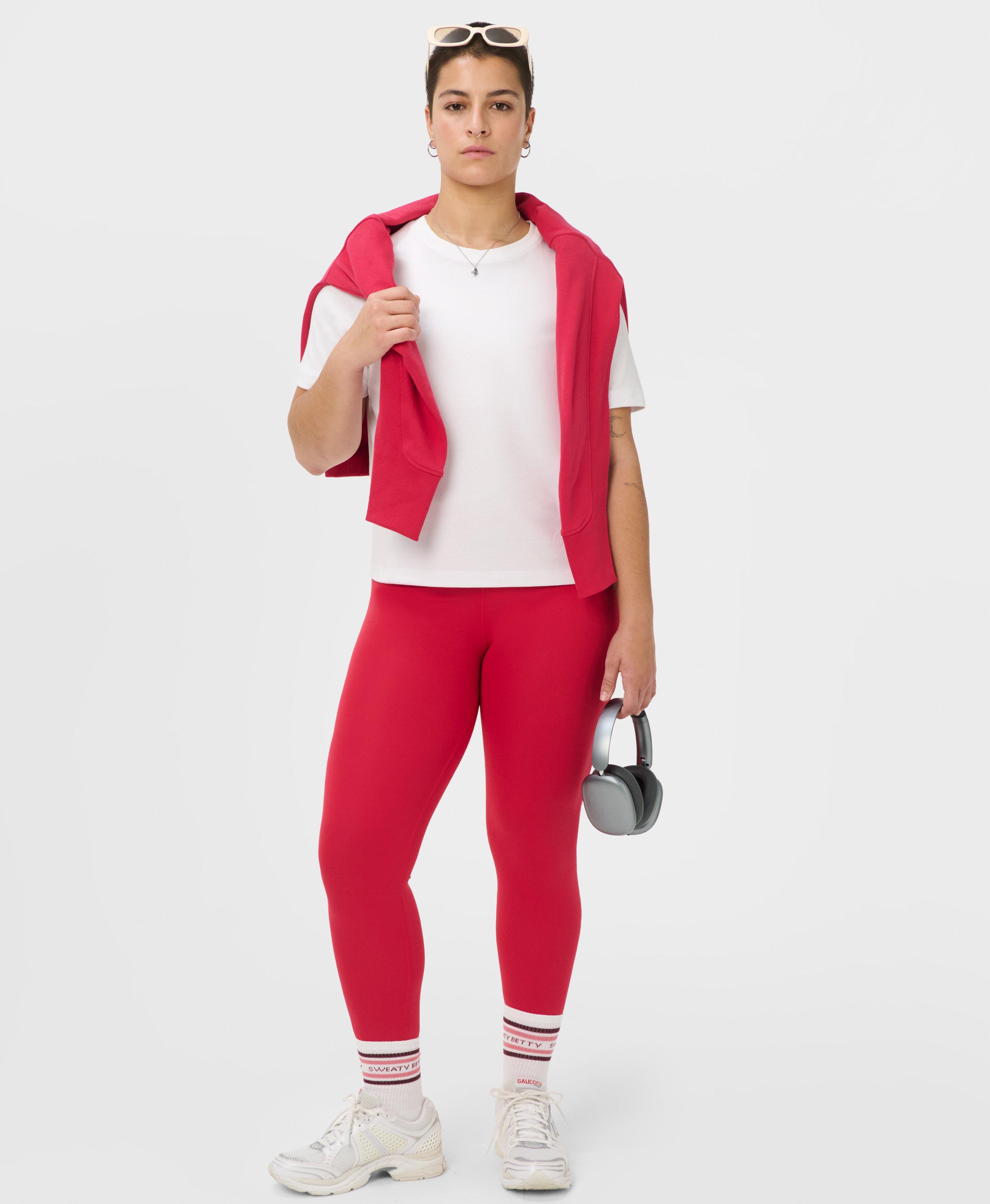 All Day Wrap Waist Leggings - Crimson Red - Full Length