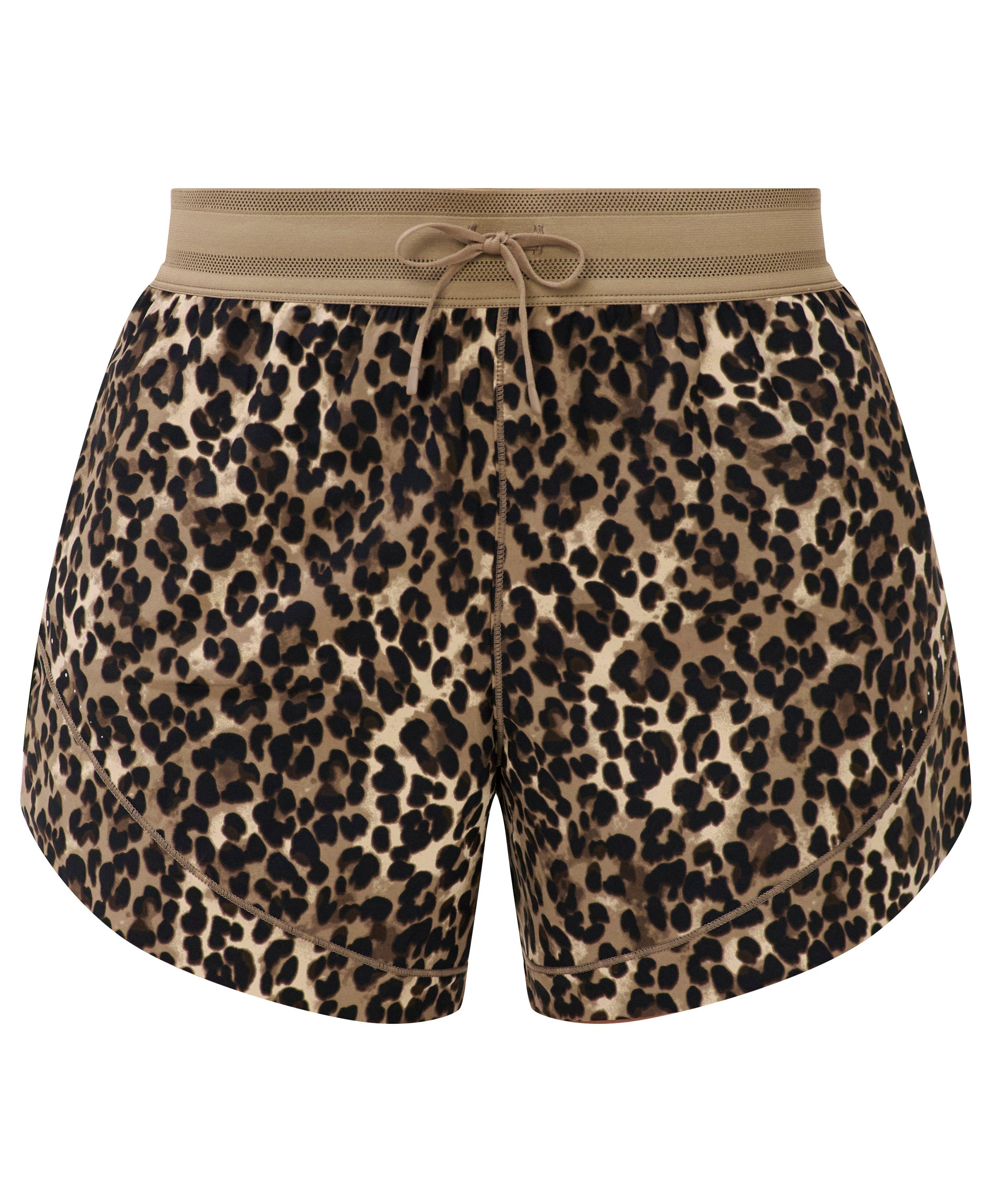 Runner's High Loose Shorts - Brown Ink Leopard Print - Shorts