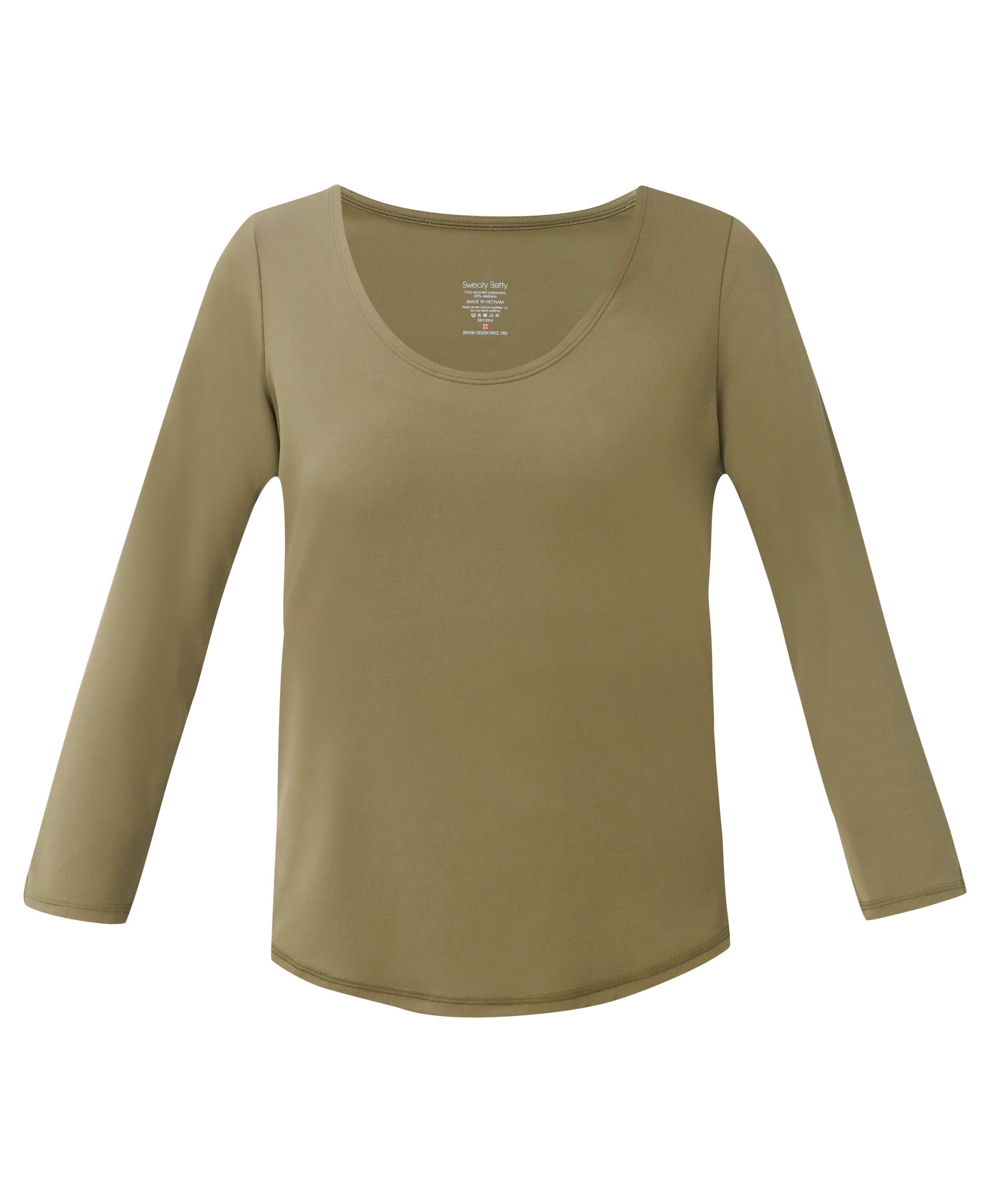 Ultimate Studio Yoga 3/4 Sleeve Tee - Khaki Brown