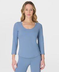 Ultimate Studio Yoga 3/4 Sleeve Tee - Luxe Blue