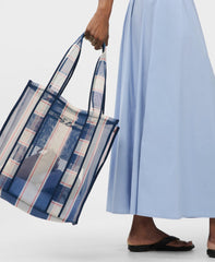 Mesh Beach Bag - Blue Bag Twin Stripe