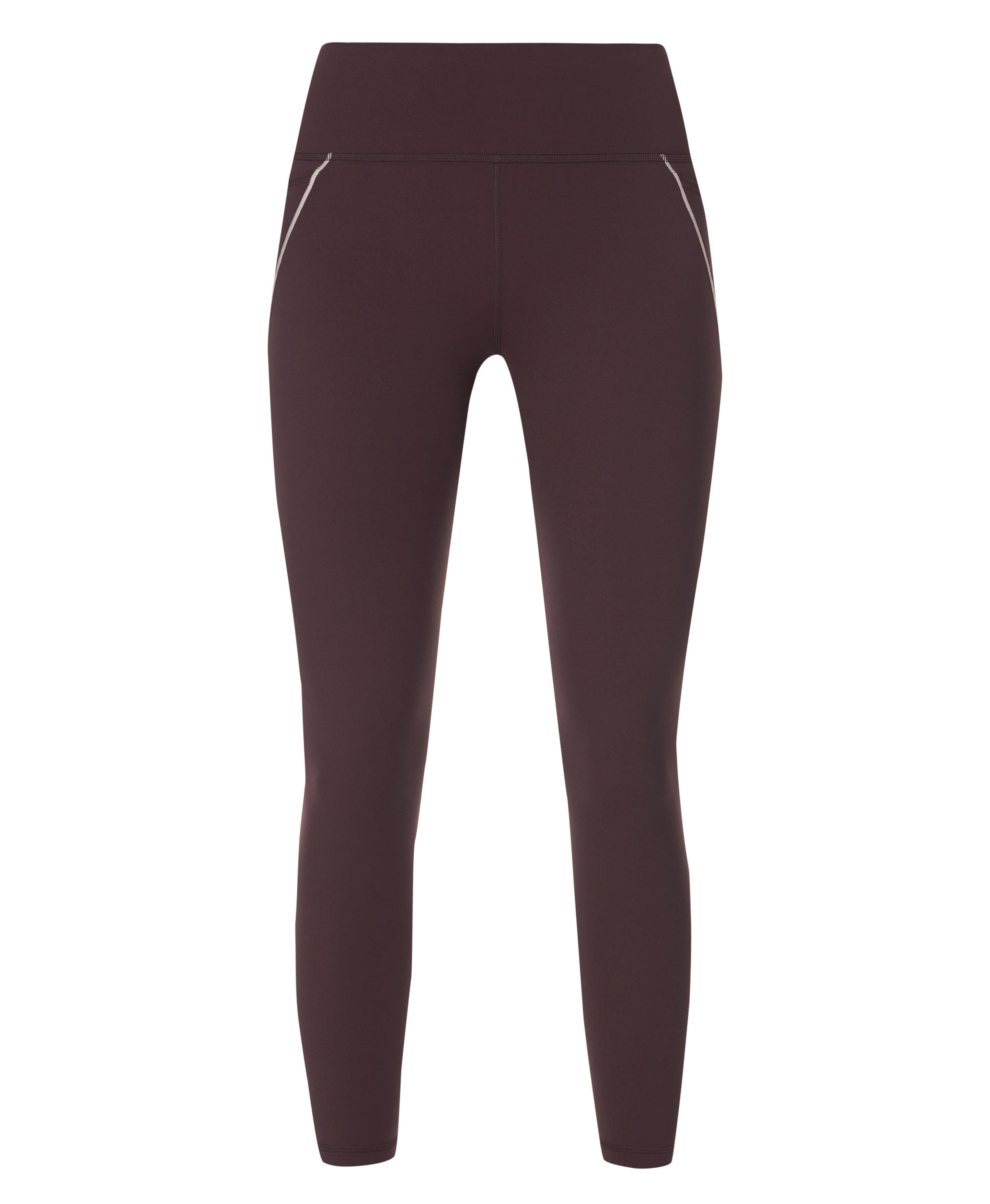 Power 7/8 Contrast Stitch Workout Leggings - Sable Brown - 7/8 Length