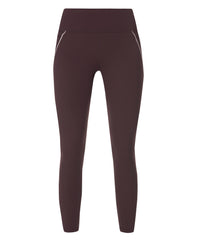Power 7/8 Contrast Stitch Workout Leggings - Sable Brown - 7/8 Length
