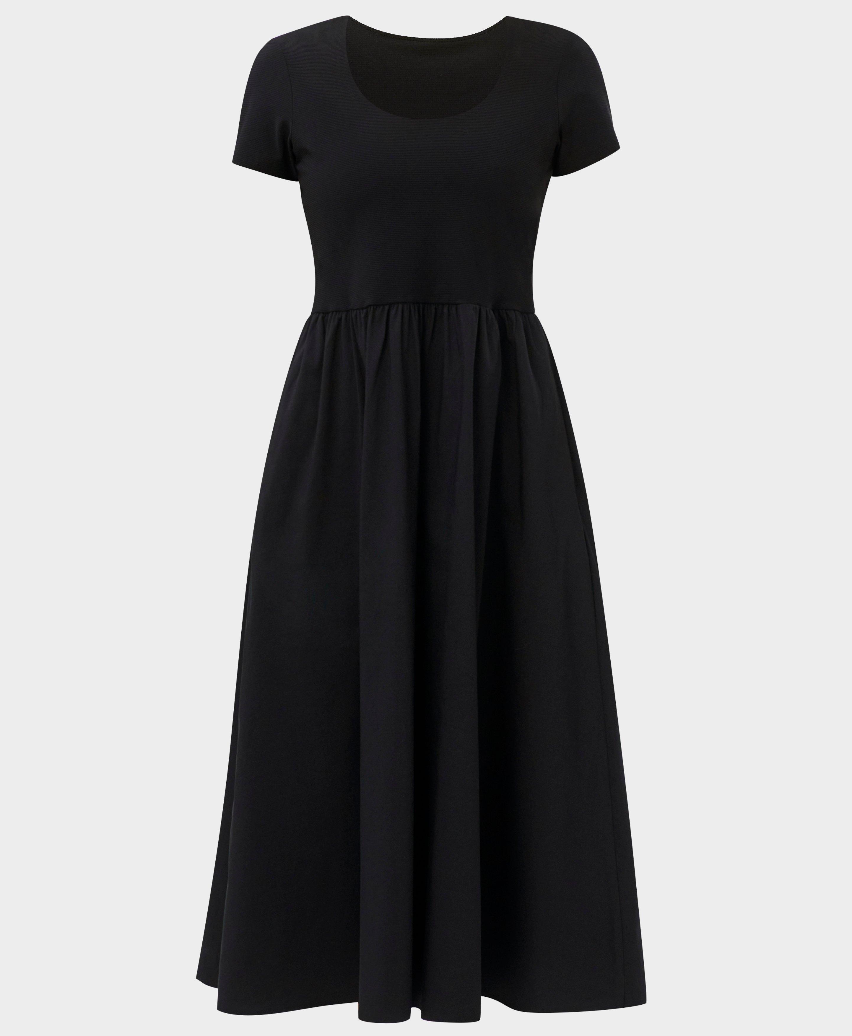 Explorer Ribbed Short Sleeve Midi Dress - Black