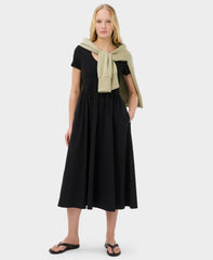 Explorer Ribbed Short Sleeve Midi Dress - Black