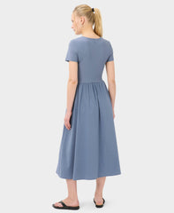 Explorer Ribbed Short Sleeve Midi Dress - Luxe Blue