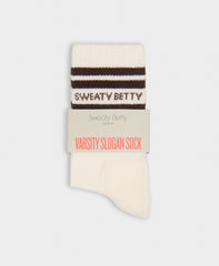 Varsity Slogan Socks - Espresso Brown
