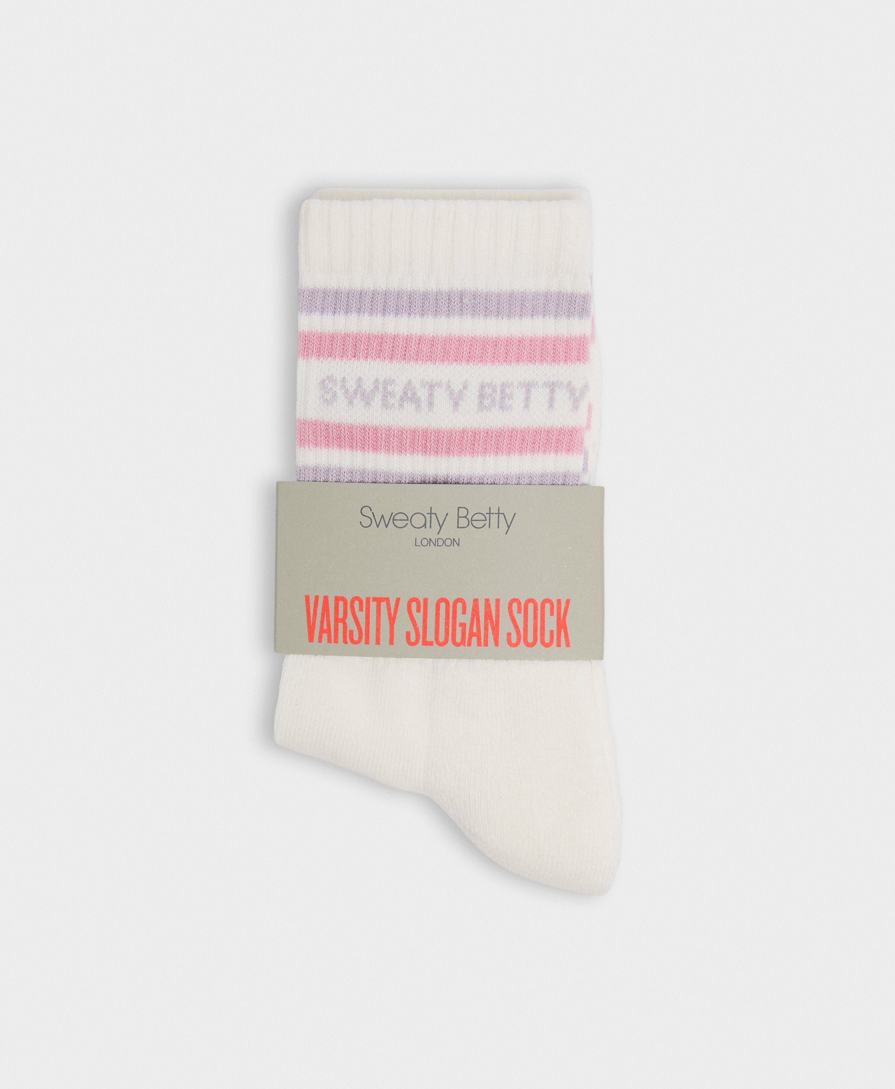 Varsity Slogan Socks - Mauve Purple Deco Pink