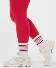 Varsity Slogan Socks - White Melrose Pink