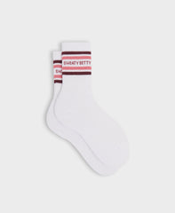 Varsity Slogan Socks - White Melrose Pink