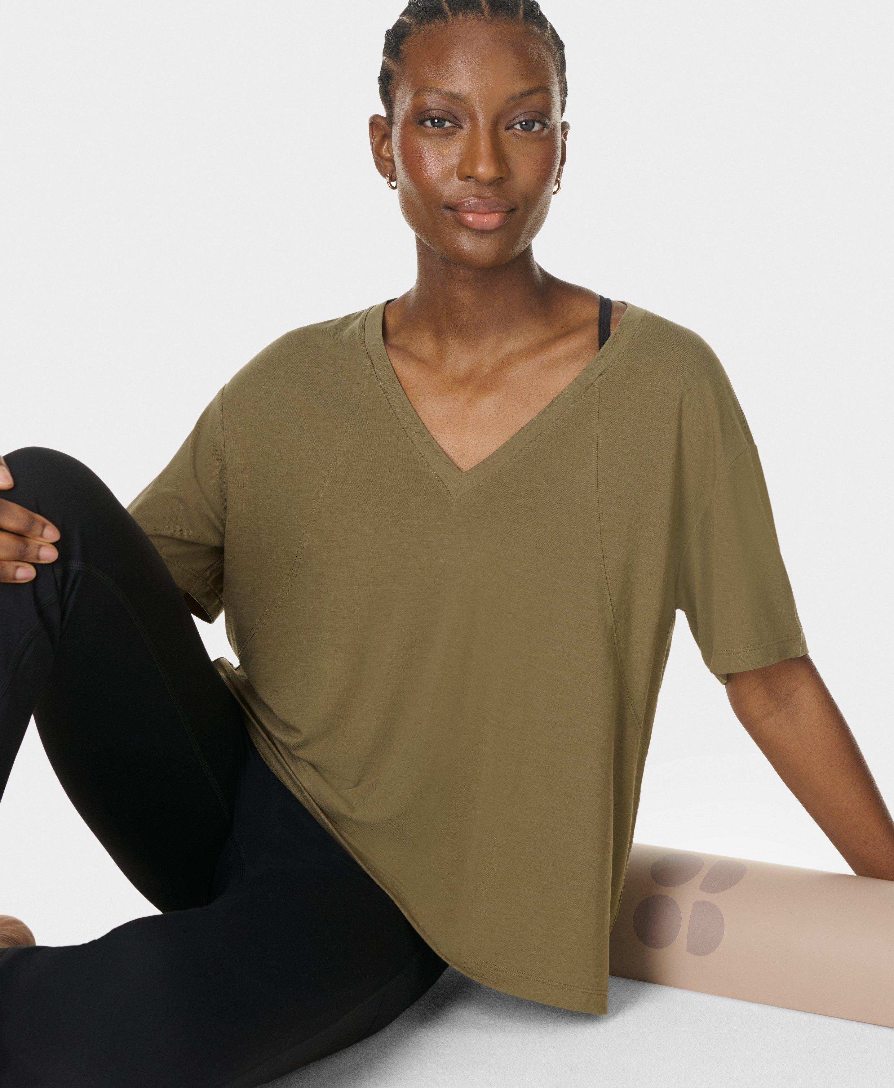 Soft Flow Studio V-Neck Tee - Agave Green