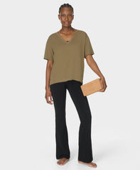 Soft Flow Studio V-Neck Tee - Agave Green