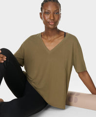 Soft Flow Studio V-Neck Tee - Agave Green
