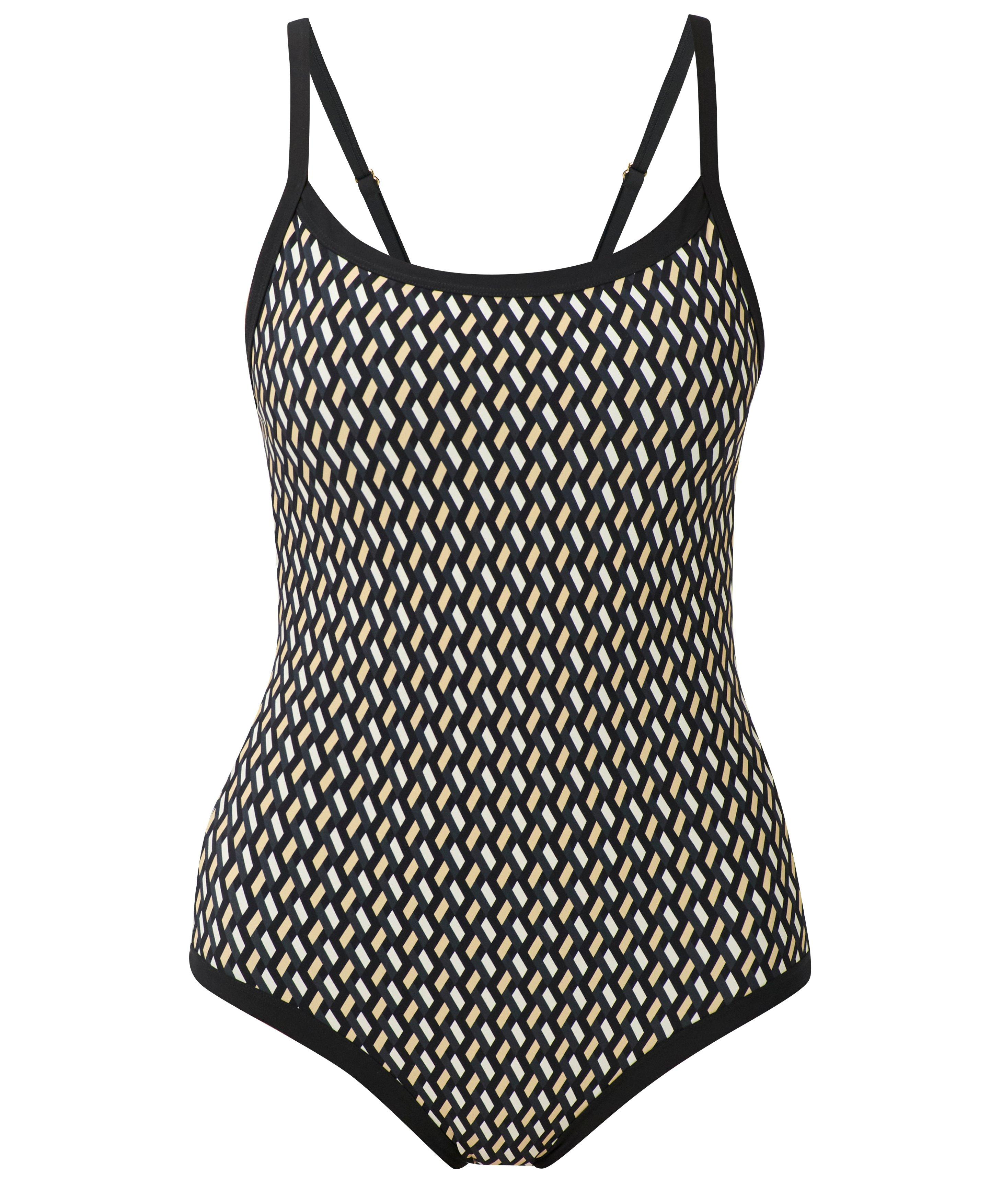 Riviera Swimsuit - Beige Linked Geo Print