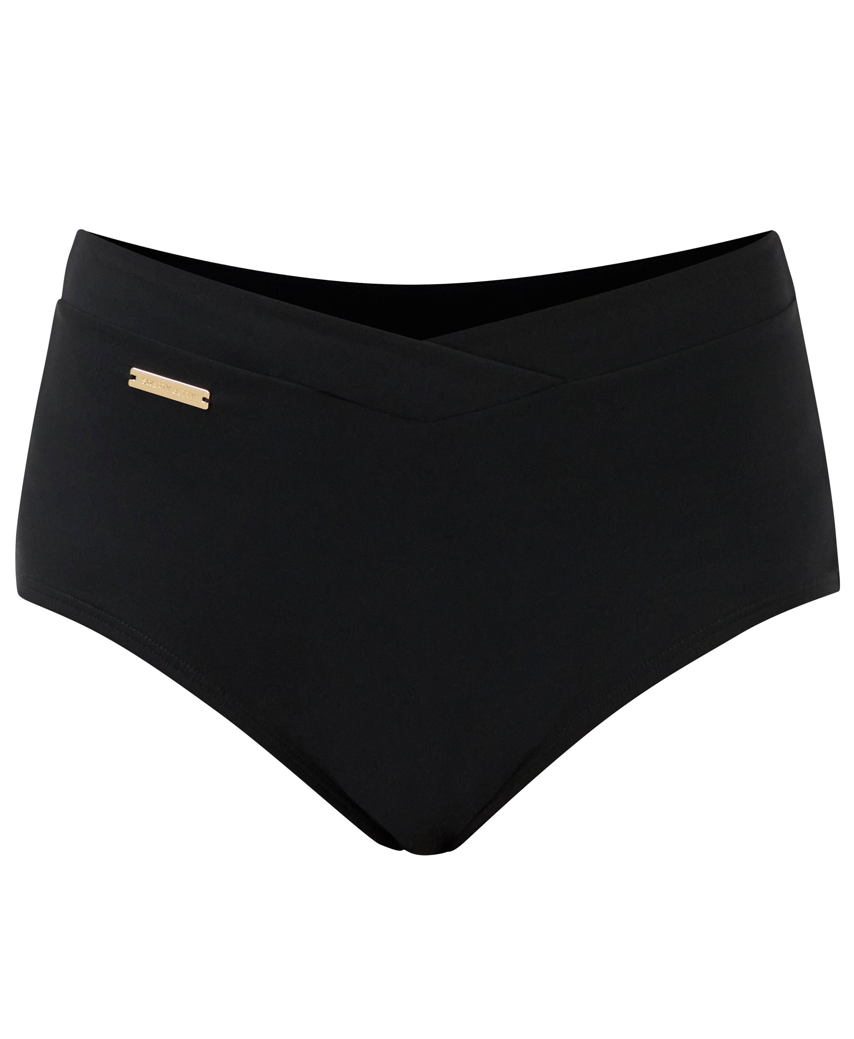 Wrap Front High Waist Bikini Bottom - Black