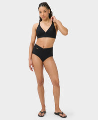 Wrap Front High Waist Bikini Bottom - Black