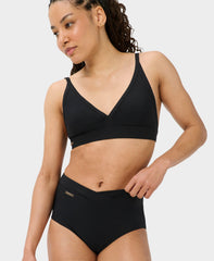 Wrap Front High Waist Bikini Bottom - Black